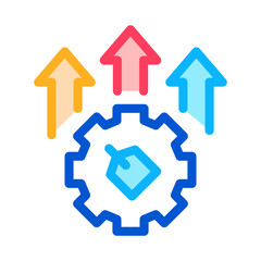 Gear Arrows Label Icon Vector. Outline Gear Arrows Label Sign. Isolated Contour Symbol Illustration