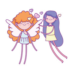 happy valentines day, cute girl and cupid hearts love celebration