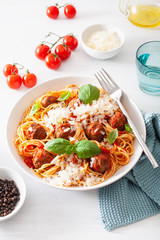 spaghetti with meatballs and tomato sauce, italian pasta