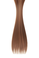 Brown hair isolated on white background. Long ponytail