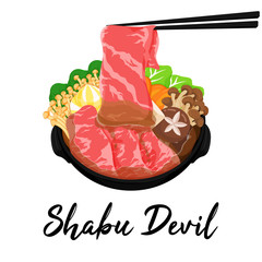 Shabu shabu illustration (Japanese food)