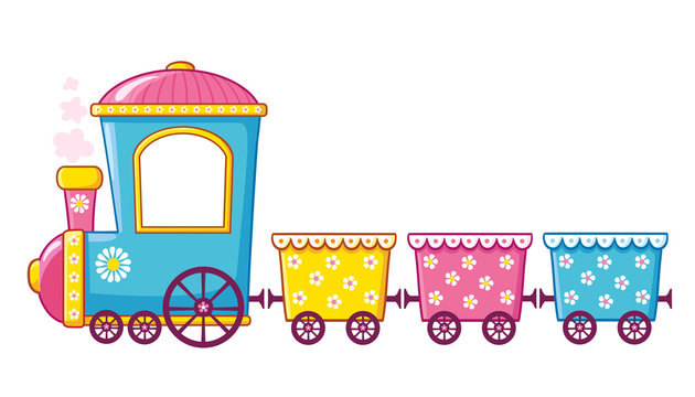 Little train in cartoon style on a white background.