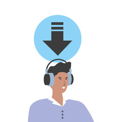 young man with earphones technology