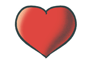 Hand drawn red heart. Imitation of old tattoo style.