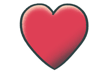 Hand drawn red heart. Imitation of old tattoo style.