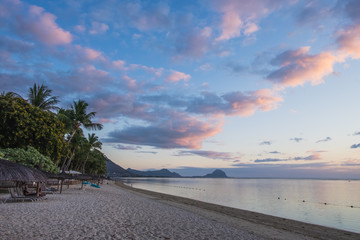 Sunset on Flic en Flac beach, Mauritius