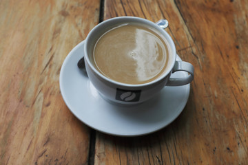 Hartenbos, South Africa, January 17, 2020 - A delious cup of coffee served in a cafe by Spar.