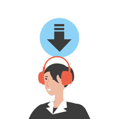 cute young woman with earphones