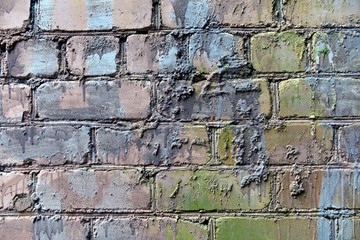 Old brick wall painted with paint