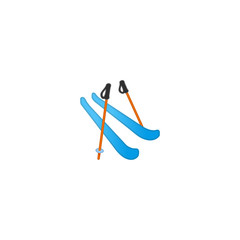 Skis Vector Icon. Isolated Skiing Equipment, Slalom Snowboarding Emoji, Emoticon Illustration