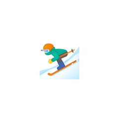 Skiing Man Vector Icon. Isolated Ski, Skiing, Skating Emoji, Emoticon Illustration. Winter Sport Skater