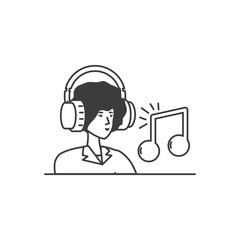 cute young woman with earphones and music note