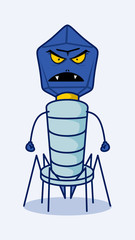 biological virus bacteriophage bad monster face cartoon character illustration