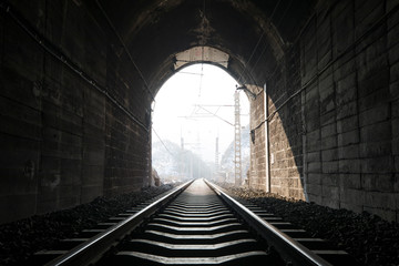 Fototapeta na wymiar Exit of railway tunnel
