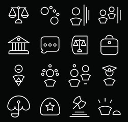 Law and justice line icons set vector illustration