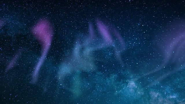 Aurora Borealis Milky Way Galaxy Time Lapse Simulated Nothern LIghts