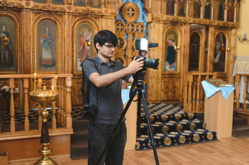 videographer working at church