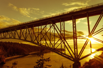 Deception Pass Bridge between Whidbey Island and Fidalgo Island, Pacific Northwest, Washigton, USA