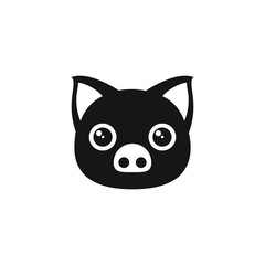 Cute pig face icon design isolated on white background. Vector illustration