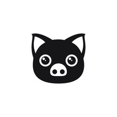 Cute pig face icon design isolated on white background. Vector illustration