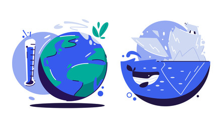 Global warming concept. Cartoon vector illustration.
