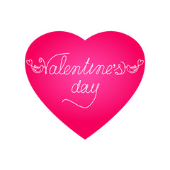 Flying birds with the inscription Valentine's Day on a background of hearts. Holiday manual lettering. Vector illustration isolated on a white background.