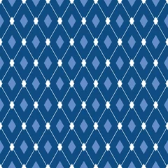 Muurstickers Blauw wit Vector naadloos mannelijk patroon. Blauwe diamanten abstracte achtergrond. Voor stofafdrukken, behangontwerp: