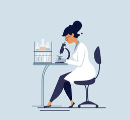 Medical tests illustration. Scientist  in chemical laboratory.