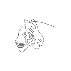 One line tiger head design silhouette. Hand drawn minimalism style vector illustration.