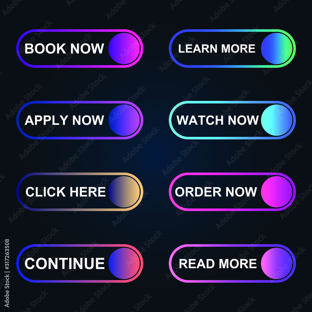 Aufkleber Set of modern material style buttons for website, mobile app and infographic template Different gradient colors illustration graphic and web design.