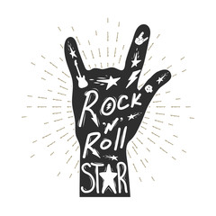 Rock 'n' roll vintage label. Vector illustration.