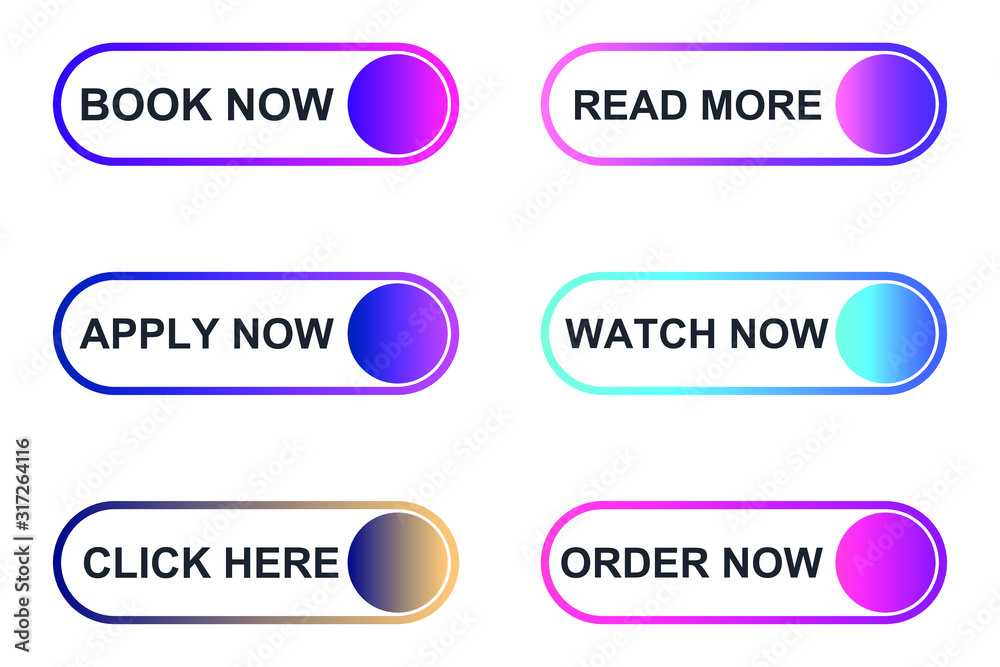 Poster Set of modern material style buttons for website, mobile app and infographic template Different gradient colors illustration graphic and web design.