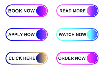 Set of modern material style buttons for website, mobile app and infographic template Different gradient colors illustration graphic and web design.