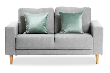 Modern sofa on white background