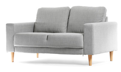 Modern sofa on white background