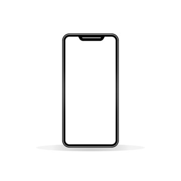 New realistic mobile phone smartphone mockup with blank screen copy space isolated on white background