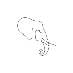 One line elephant head design silhouette. Hand drawn minimalism style vector illustration.