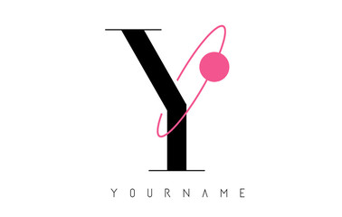 Y Letter Logo Design with a Round Pink Eclipse.