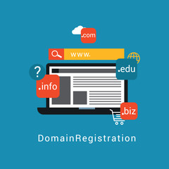 Domain Name Registration concept - obrazy, fototapety, plakaty