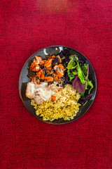 chicken peas, carrots, mushrooms and sauce
