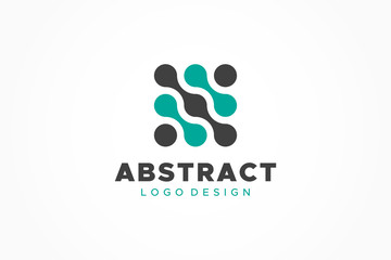 Naklejka na ściany i meble Abstract Letter N Dot Liquid Connection Technology Logo. Flat Vector Logo Design Template Element