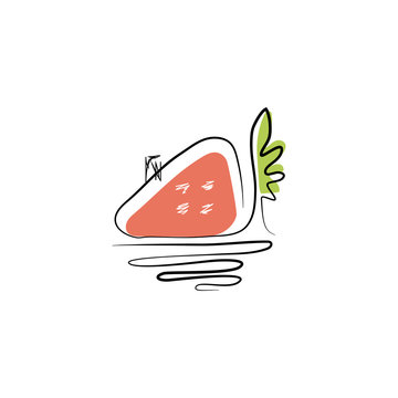 Abstact combination of strawberry and building with a tree. Vector logog design.