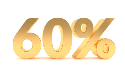 Gold 60 percent discount sale promotion. 60% discount isolated on white background. Sixty percent discount - obrazy, fototapety, plakaty