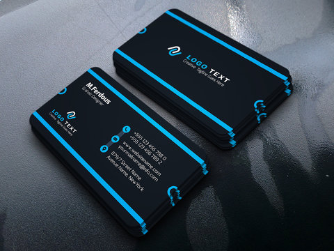 Creative Business card Design template with cyan and black color
