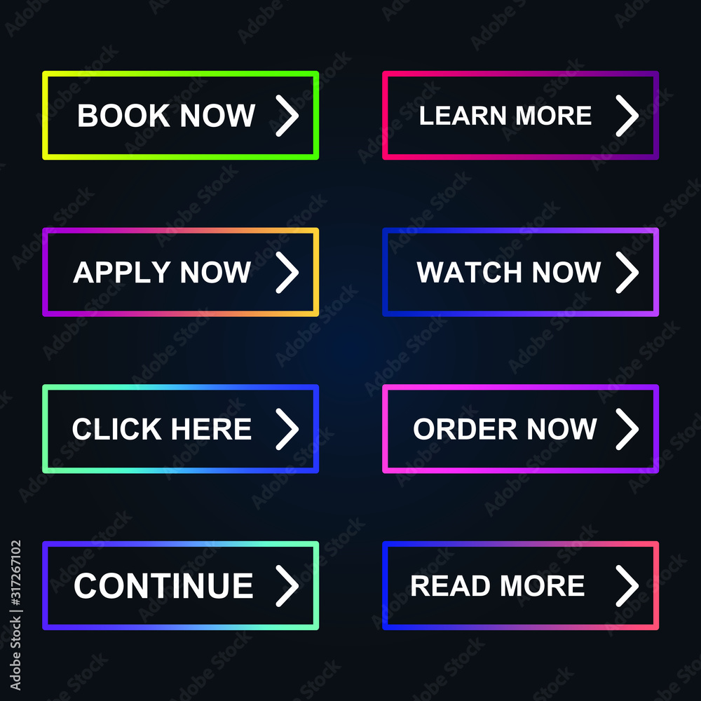 Aufkleber Set of modern material style buttons for website, mobile app and infographic template Different gradient colors illustration graphic and web design.