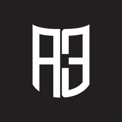 AE Logo monogram with ribbon style design template on black background