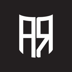 AR Logo monogram with ribbon style design template on black background