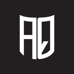 AQ Logo monogram with ribbon style design template on black background