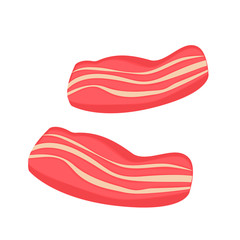 Pork bacon strips isolated on white background. Flat vector illustration