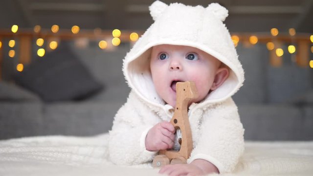 Baby Playing With Educational Wooden Eco Toy